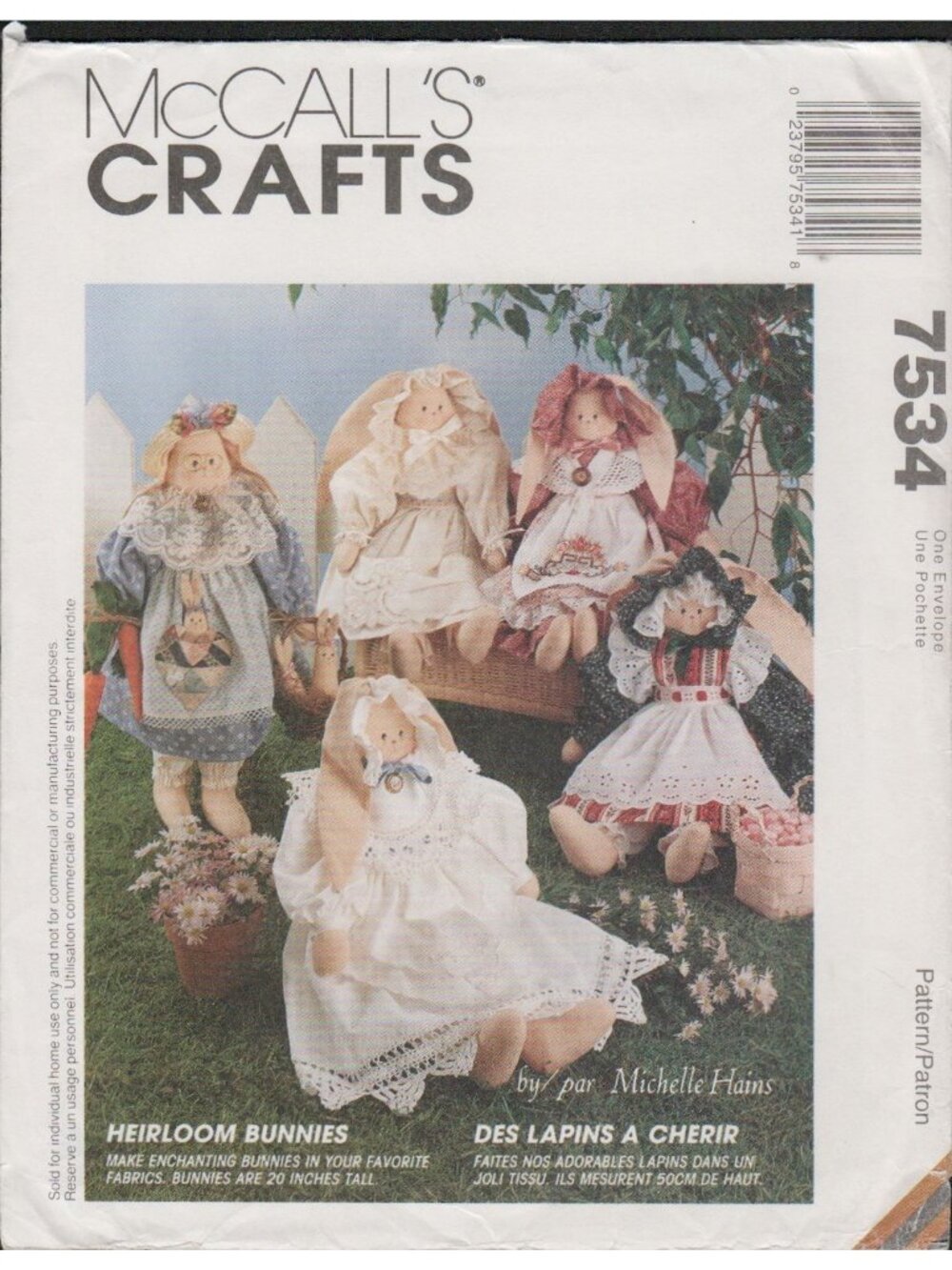 McCall's 7534 711 Heirloom Bunnies and Clothes Mama and Baby Size Pattern Uncut